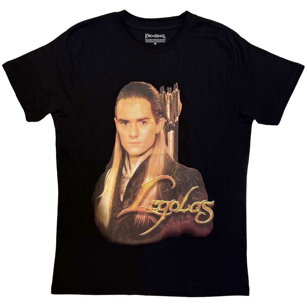 The Lord of the Rings - Legolas Gold Text Mens Tshirt - Black
